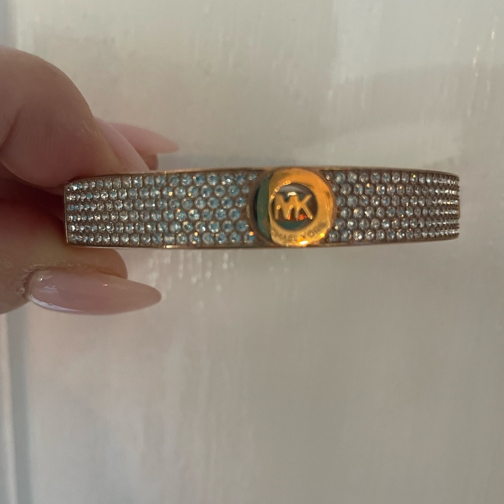 Women’s Michael Kors Pave Crystal & Rose Gold Cuff Bangle Bracelet - Picture 13 of 16